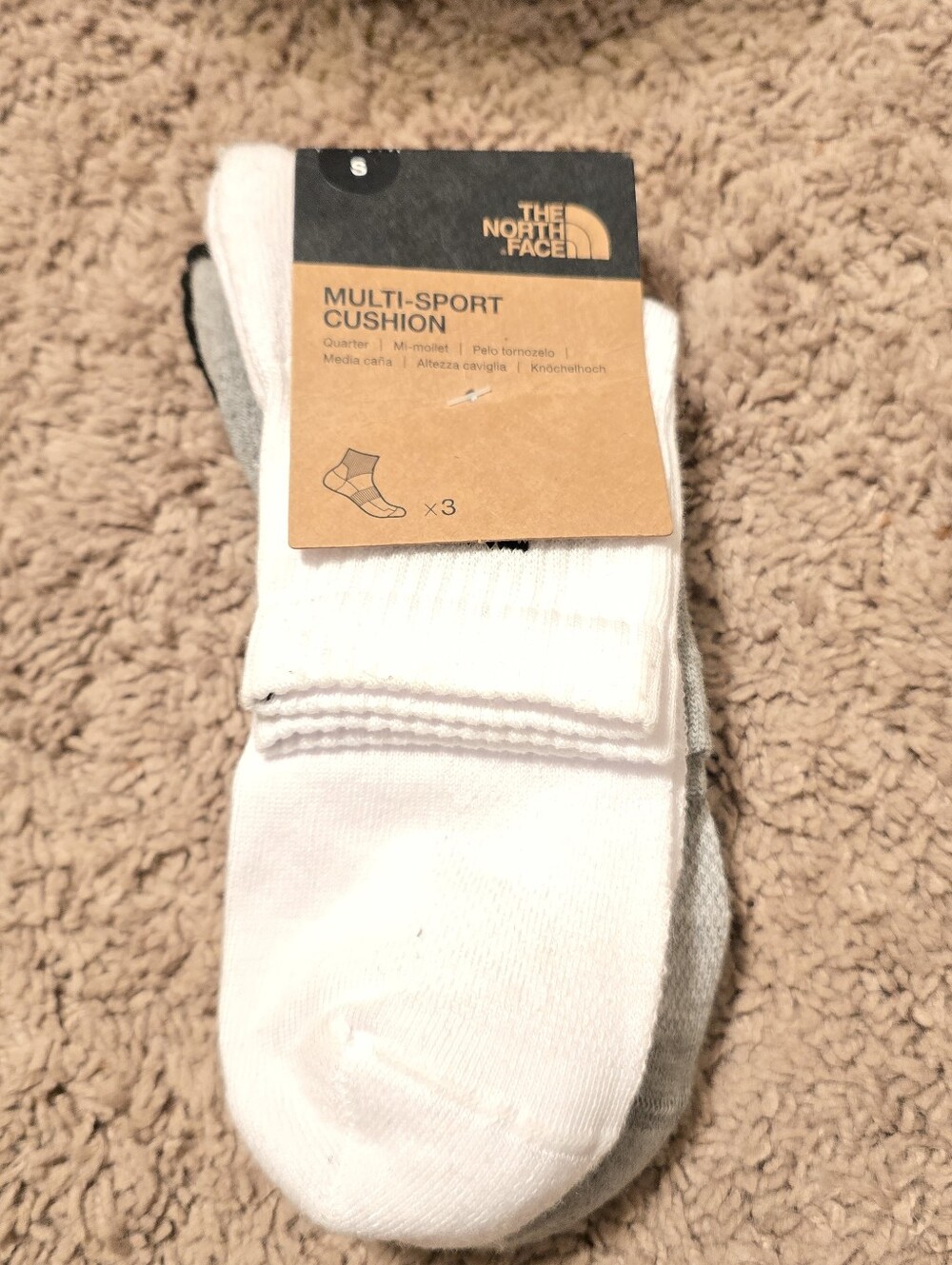 The North Face Men's Multi-Sport Cushion Socks - White & Gray (3 Pack)